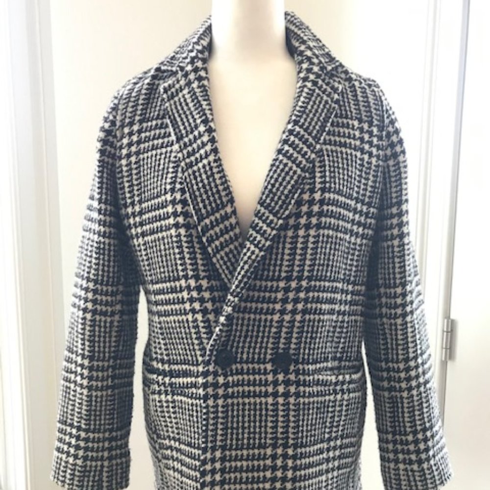 Talbots Houndstooth Long Boiled-Wool Jacket